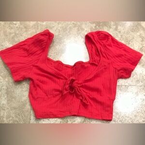 Red Pink Crop Top Sweetheart Neckline - M/L